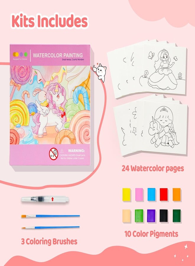 Quellance Paint with Water Coloring Books for Toddlers - Watercolor Painting Book Sets for Kids Ages 3-5 4-8, 24 Pages Total DIY Arts & Crafts Drawing Activities Books Toy Birthday Gift for Boys Girls (Unicorn) - Image 4
